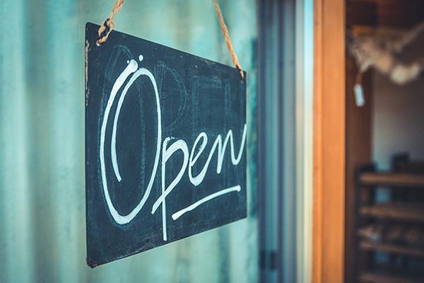 open sign on storefront open sign on storefront